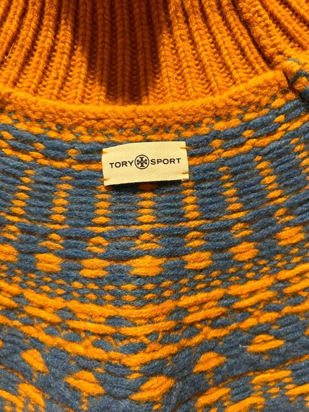 Tory Burch Fairisle Merino Wool Sweater Orange Rust